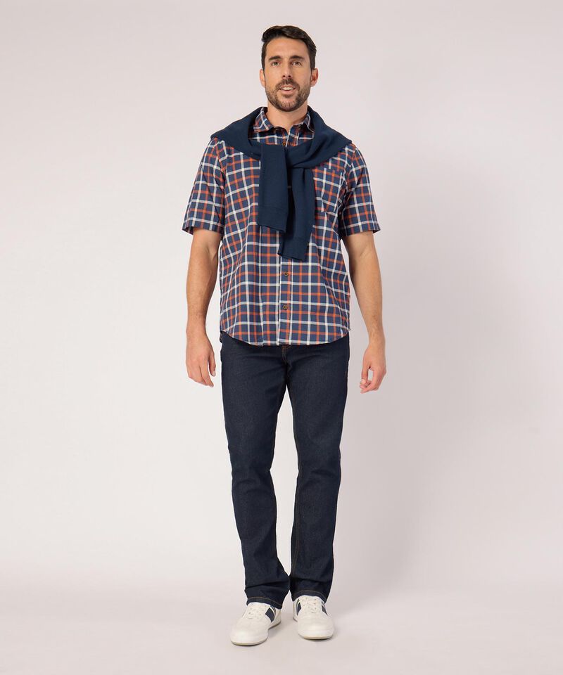 Camisa A Cuadros Manga Corta Con Bolsillo 