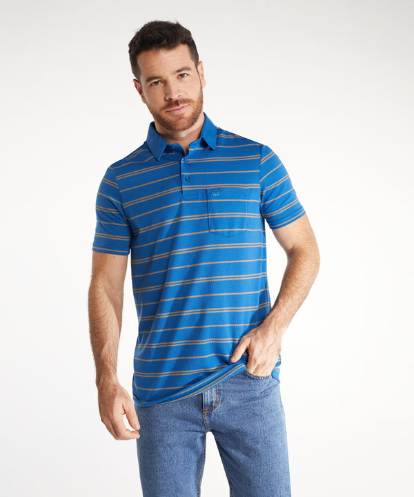 Polo Preteñido Cuello Duro Con Bolsillo Y Silueta Regular Fit, Traveling Wave Línea Moda