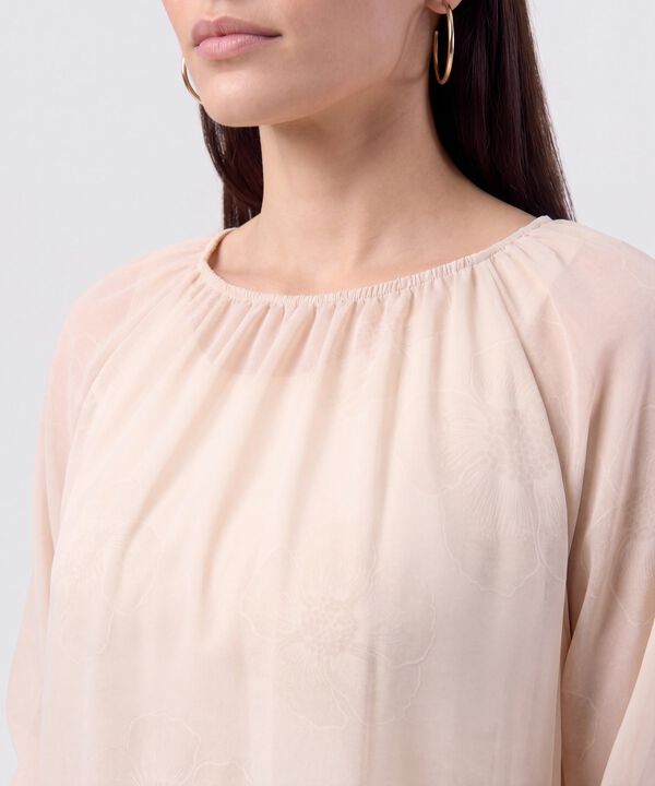 Blusa Cuello Recogido Transparente Mujer