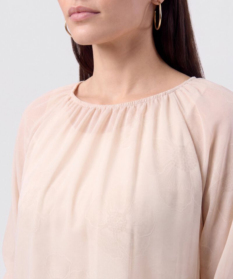 Blusa Cuello Recogido Transparente Mujer