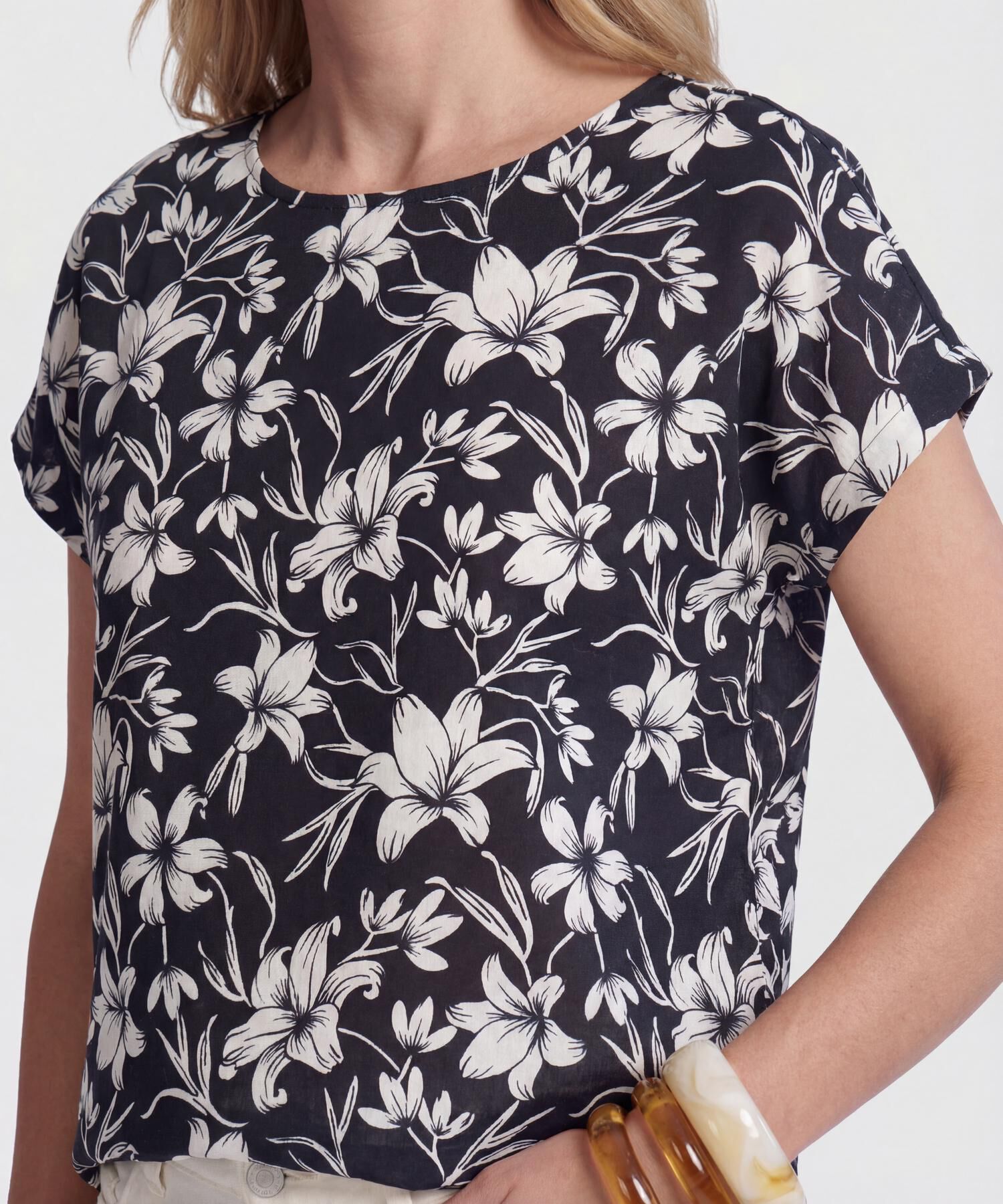 Blusa Estampada, Manga Corta Corrida