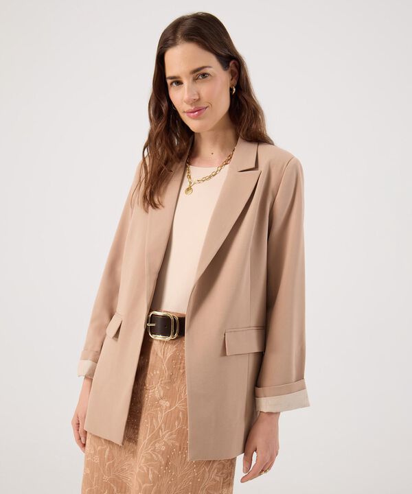 Blazer Unicolor Con Forro A Rayas image number null