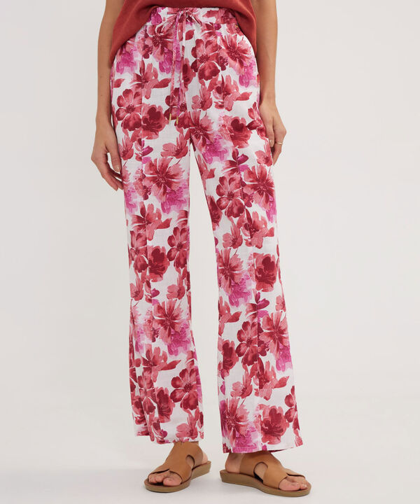 Pantalon Bota Recta En Lino Estampado image number null