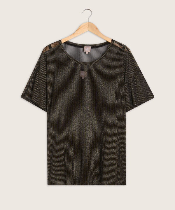 Blusa Brillante de Manga Corta