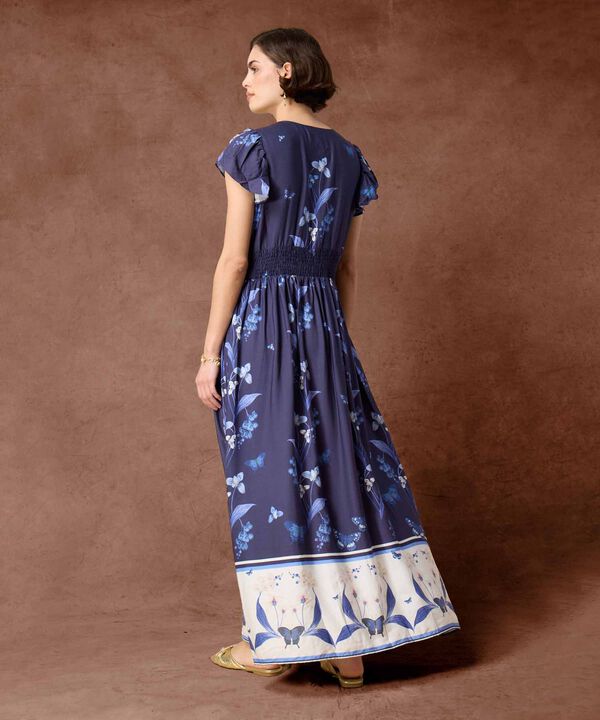 Vestido Maxi de Escote V y Botones Frontales Para Mujer