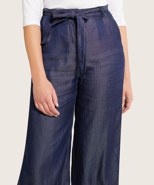 Pantal&oacute;n Wide Leg con Lazo Frontal para Mujer image number null