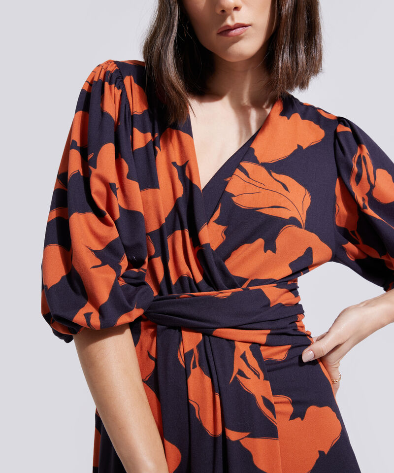 Vestido Midi Cruzado Con Nudo Mujer