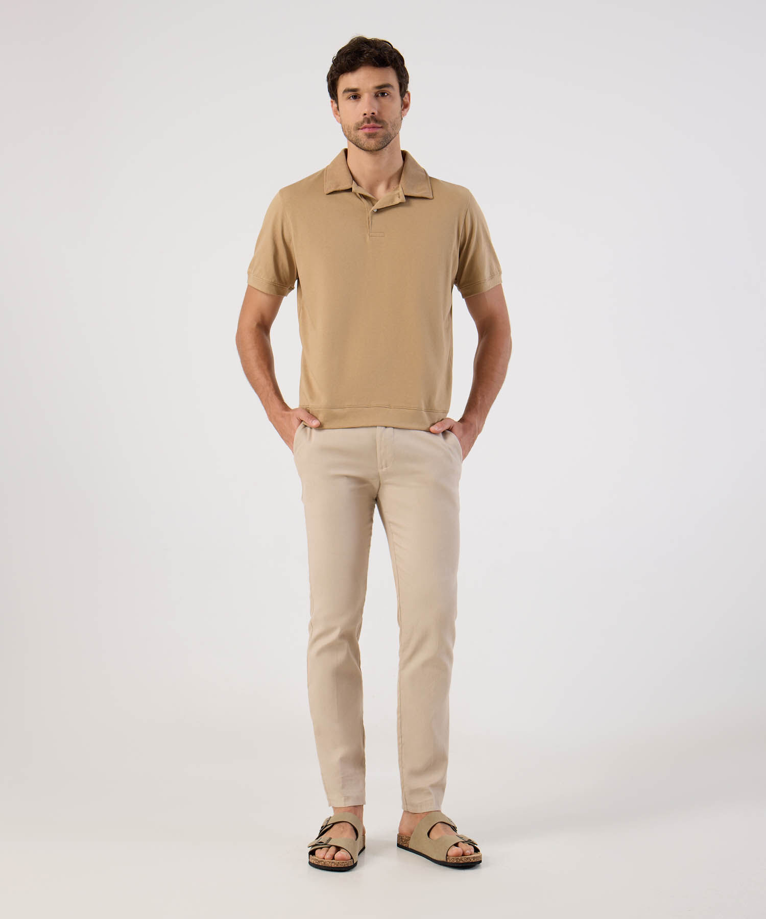 Polo Cl&aacute;sica Con Ruedo Ajustado Para Hombre