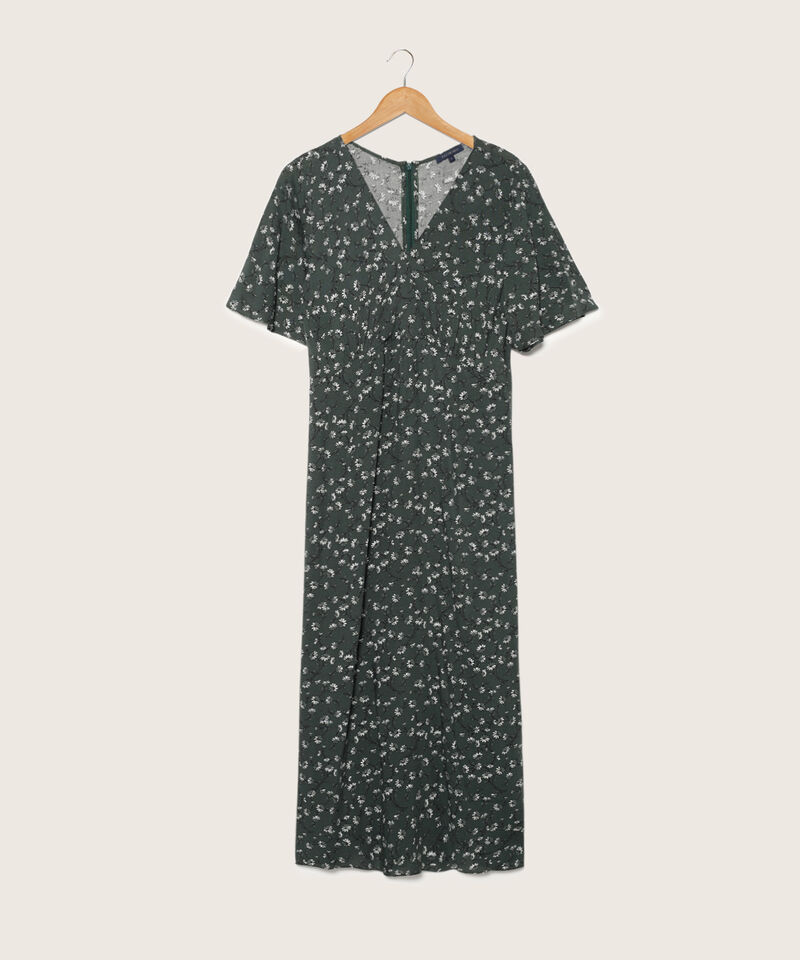 Vestido Estampado Manga Corta Kimono Con Cuello Cruzado Y Silueta Fluida