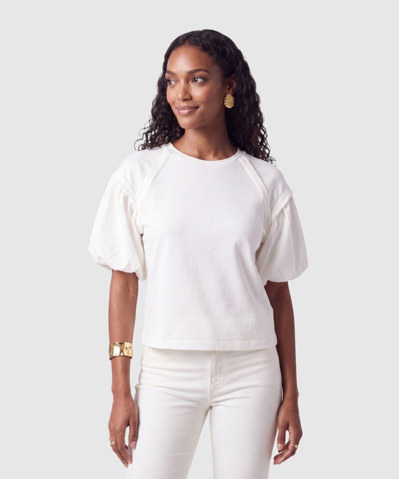 Camiseta Mangas Abullonadas Para Mujer