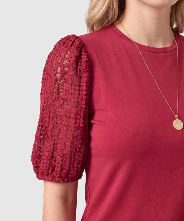 Camiseta Con Mangas Texturizadas Para Mujer