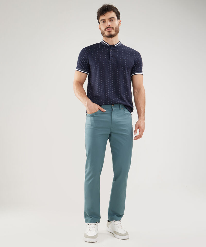 Pantalón 5 Bolsillos Unicolor Con Silueta Slim Fit, Cítrico Marinero