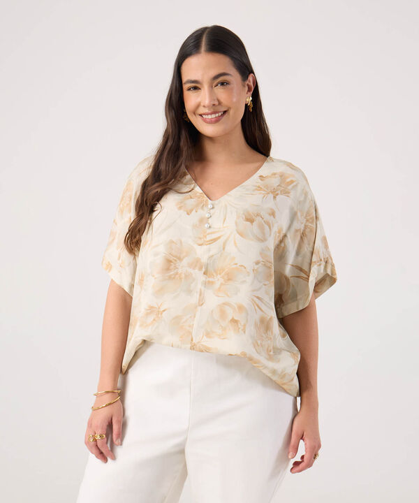 Blusa Estampada Con Abotonadura Falsa image number null