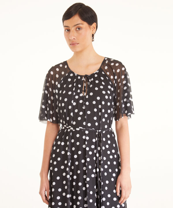 Vestido Manga Corta Midi Estampado Con Forro