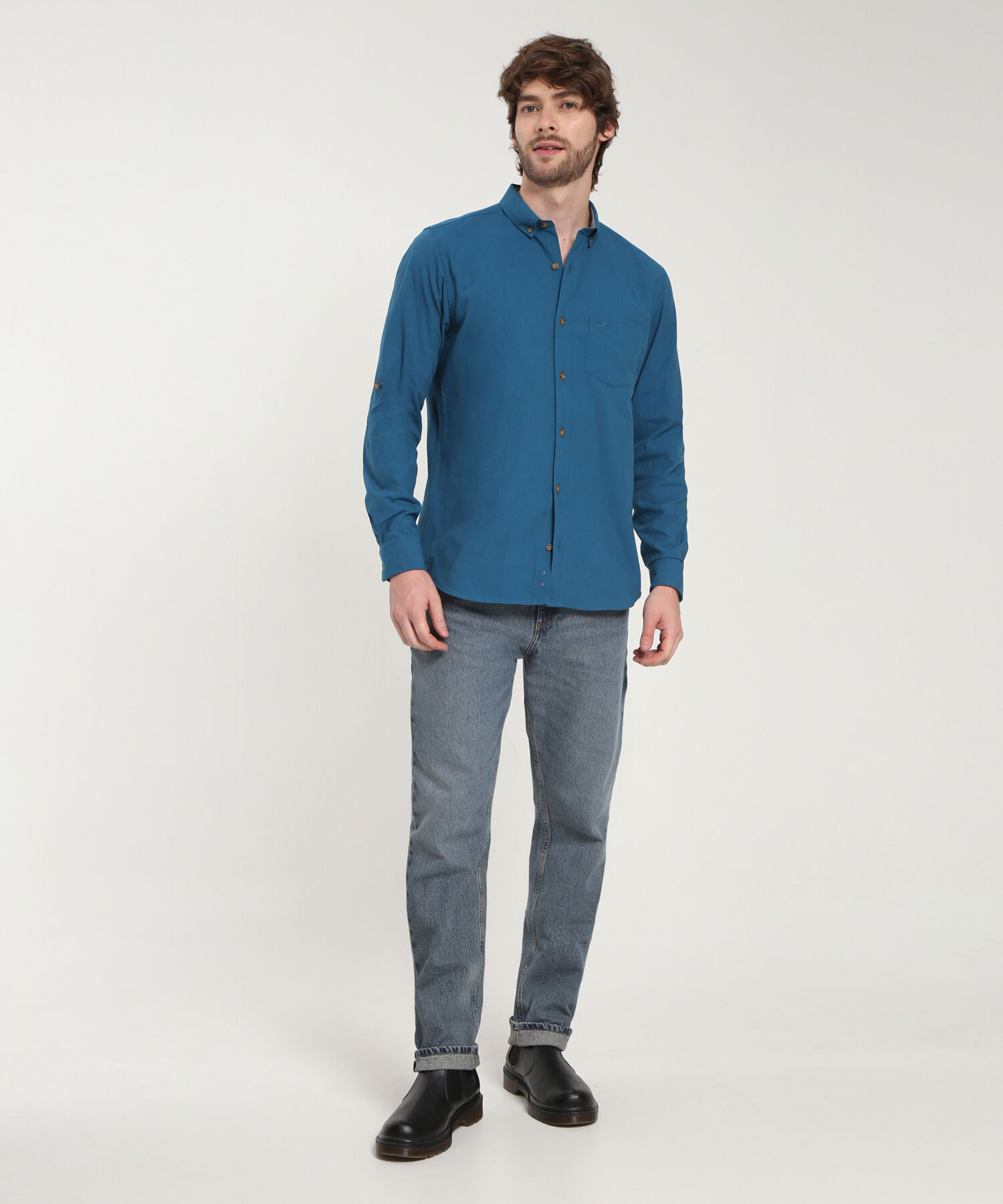 Camisa Manga Larga Unicolor Button Down