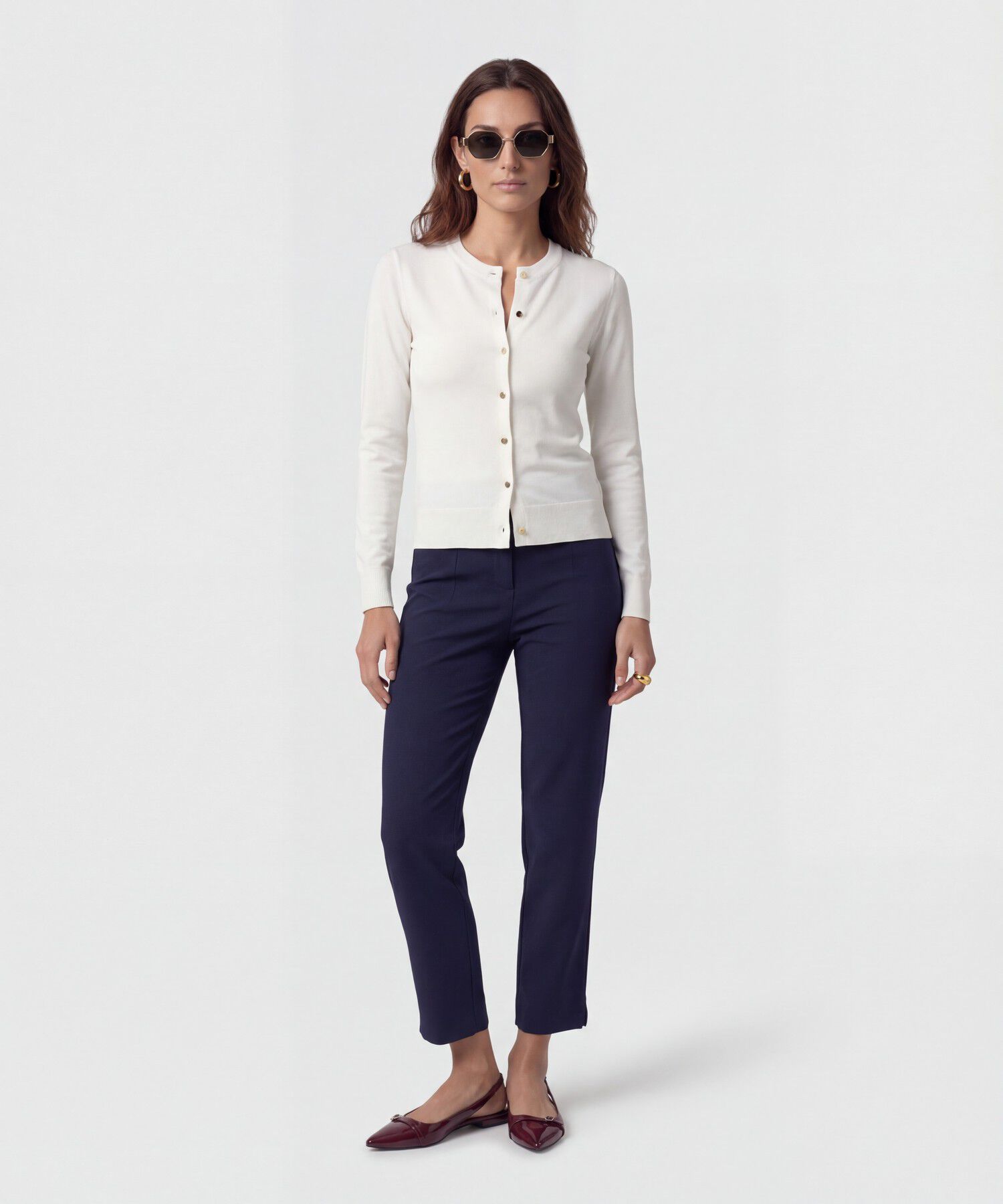 C&aacute;rdigan Cl&aacute;sico Cuello Redondo Mujer