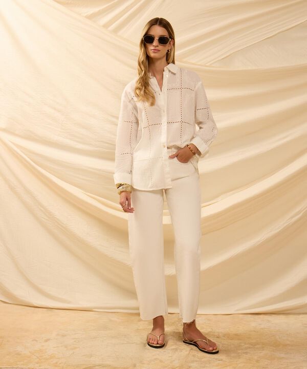 Camisa Con Calados Y Bordados Para Mujer