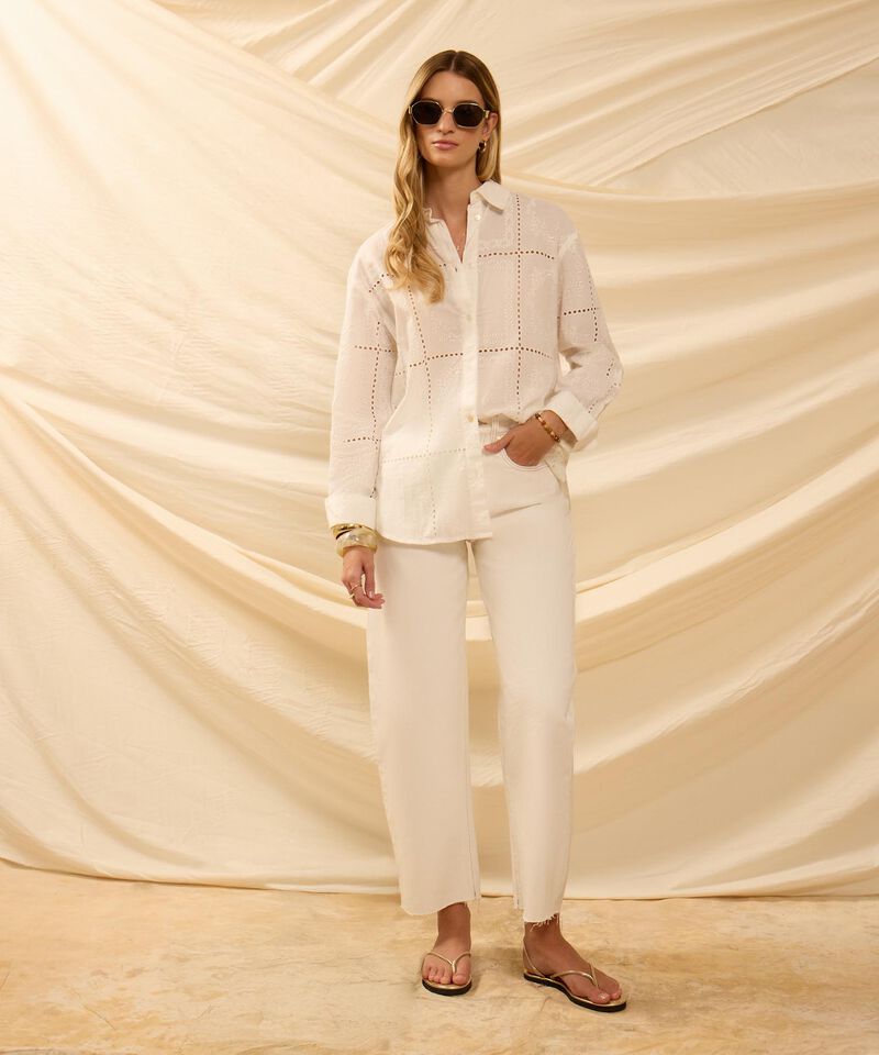 Camisa Con Calados Y Bordados Para Mujer