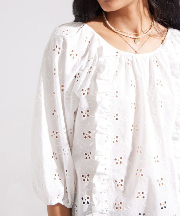 Blusa Manga 3/4 Con Arandela En Frente Unicolor