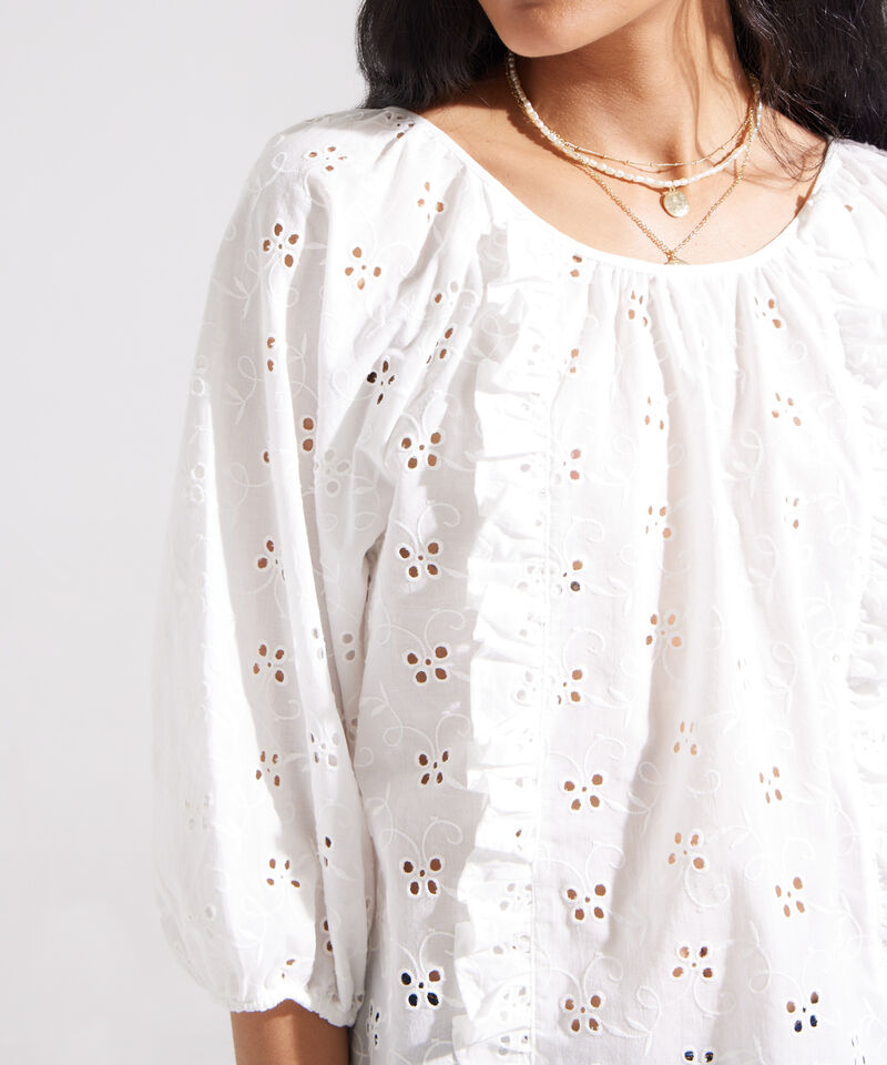 Blusa Manga 3/4 Con Arandela En Frente Unicolor
