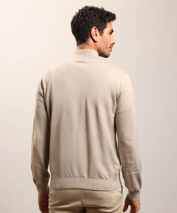 Buzo de Tejido Liso con Cuello Alto y Cremallera Para Hombre