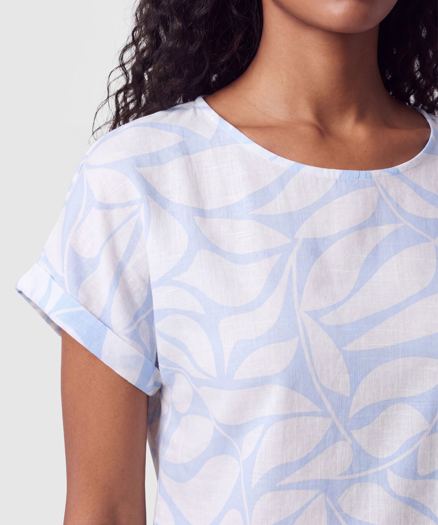 Blusa Manga Corta Dobladillo Para Mujer