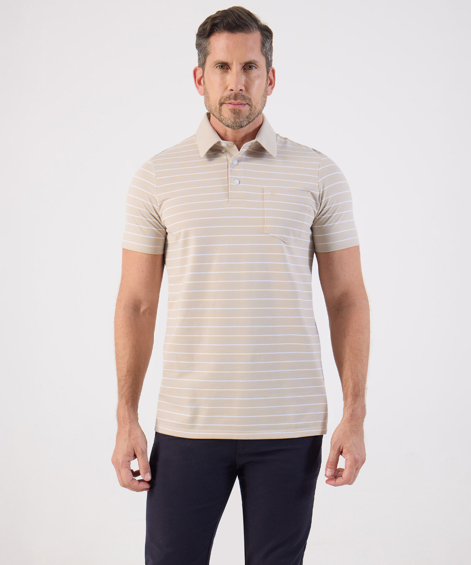 Polo De Rayas Con Bolsillo Para Hombre