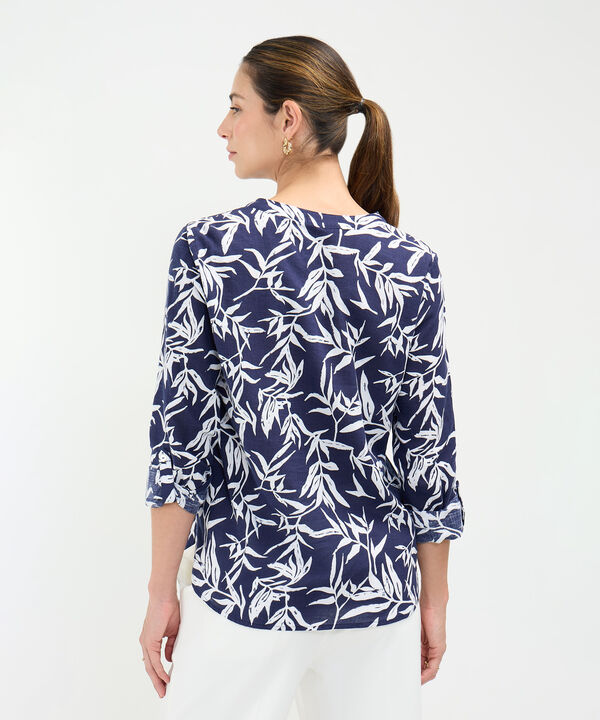 Blusa Estampada en Efecto Lino