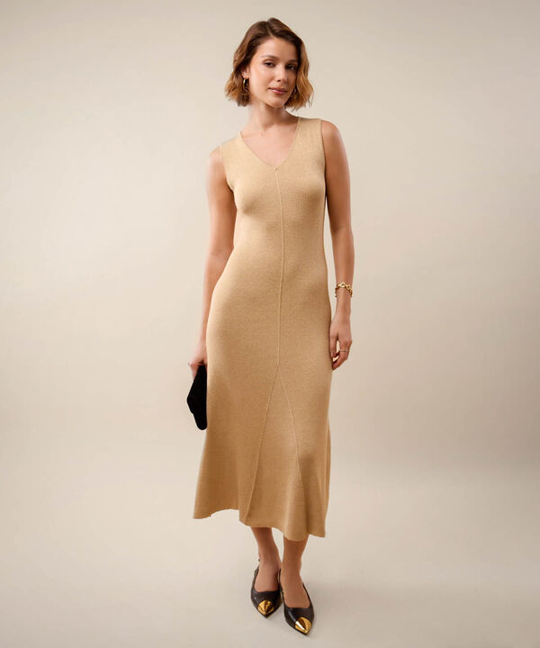 Vestido Escote V Tejido Para Mujer image number null