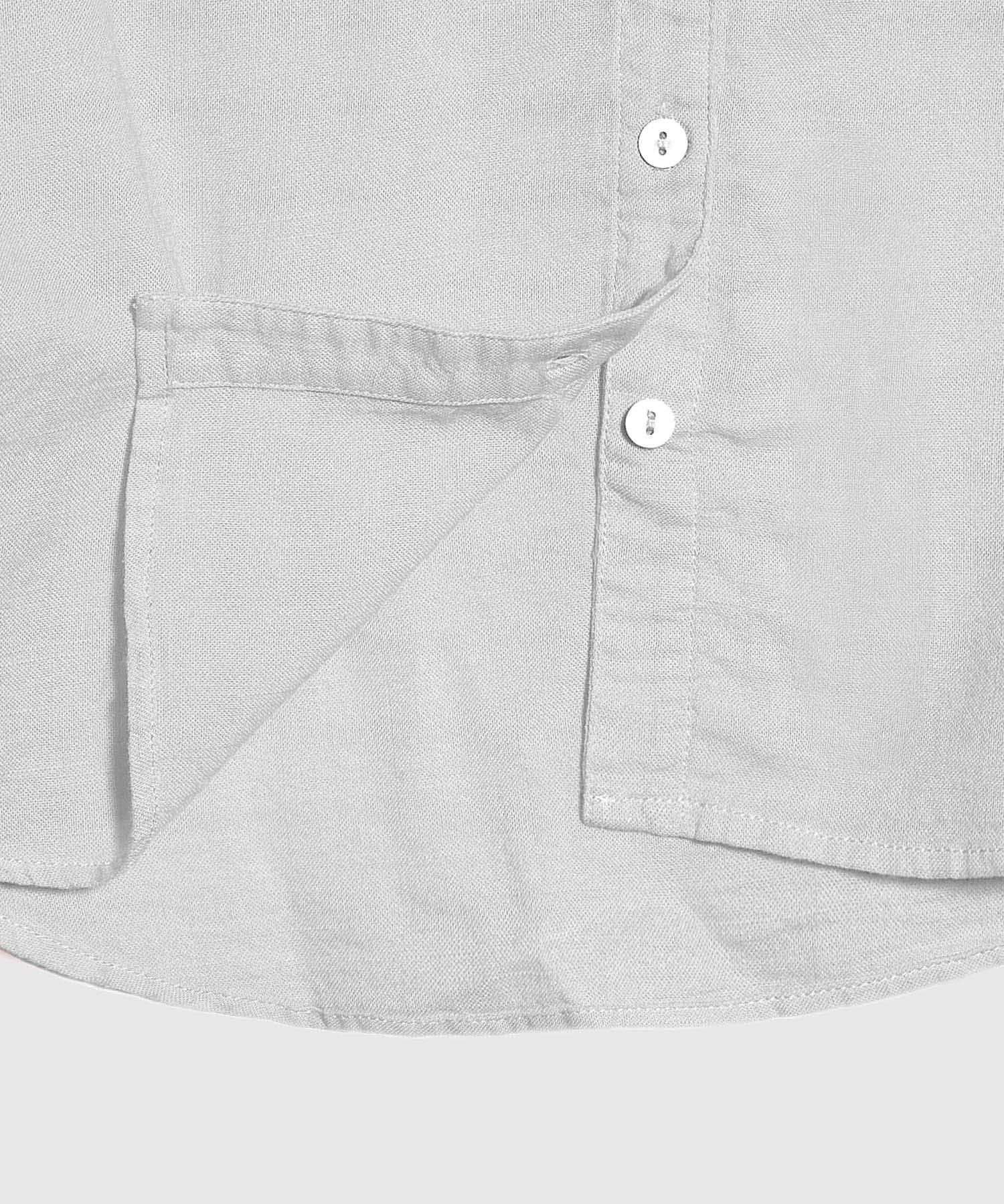 Blusa Manga Larga Unicolor En Lino