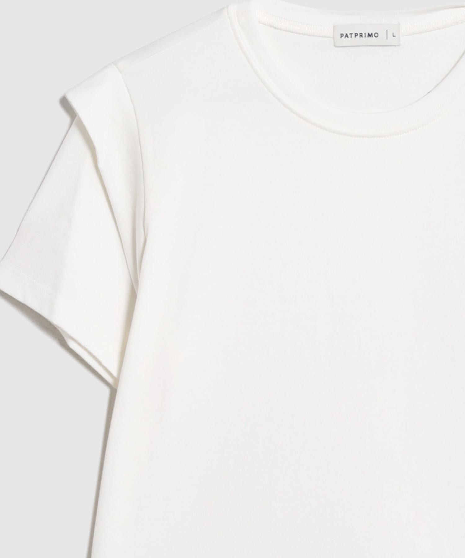 Camiseta Mujer Manga Corta Hombros Elevados, Blanco, personalized