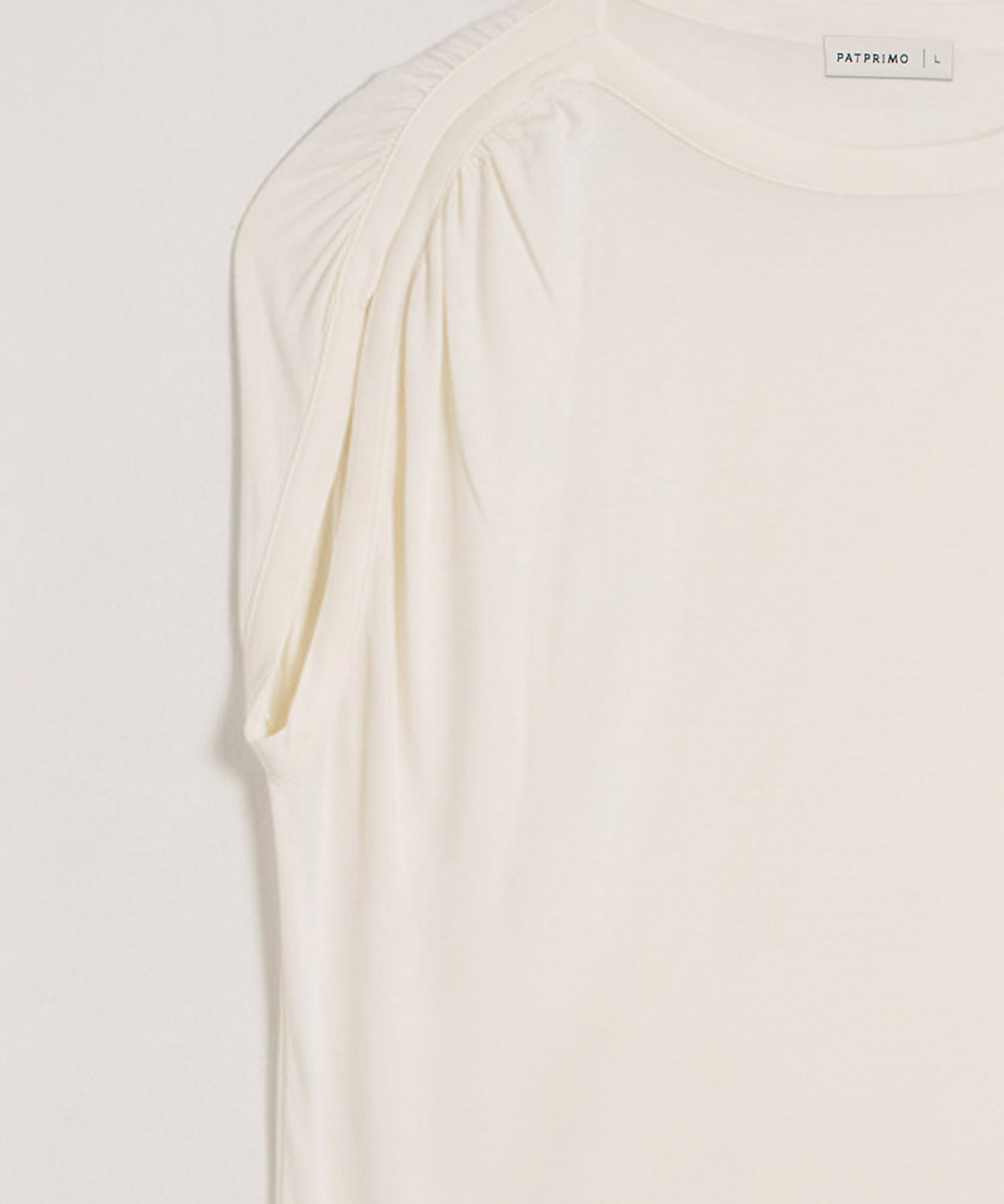 Camiseta Mujer Hombros Fruncidos Sin Mangas, Crema, personalized