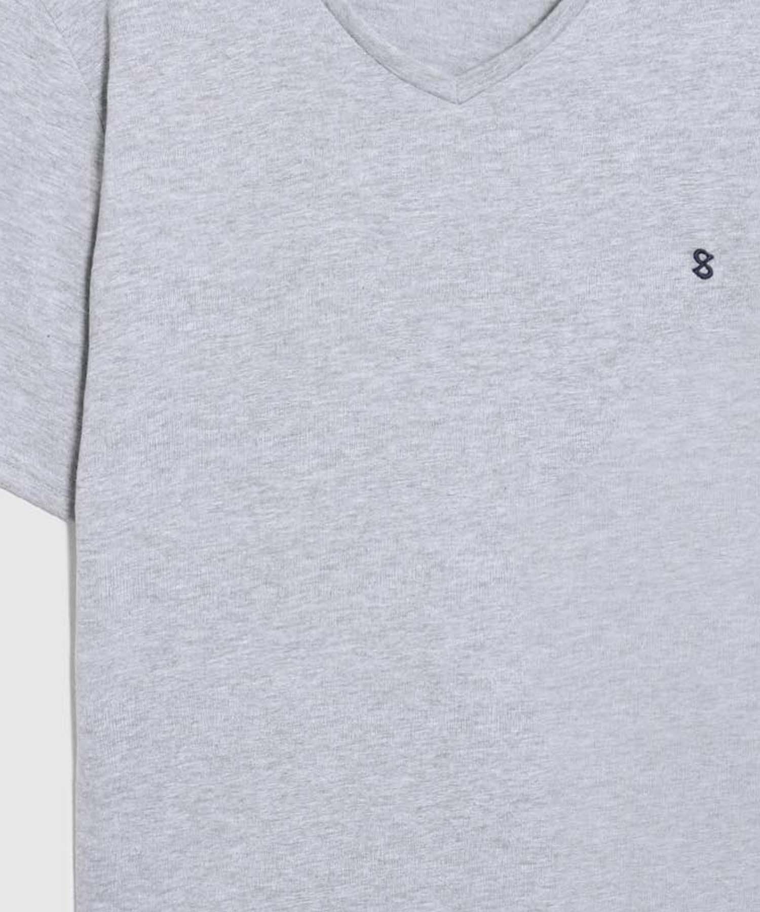 Pijama De Dos Piezas Con Camiseta Cuello En V Y Short Estampado, Gris, personalized