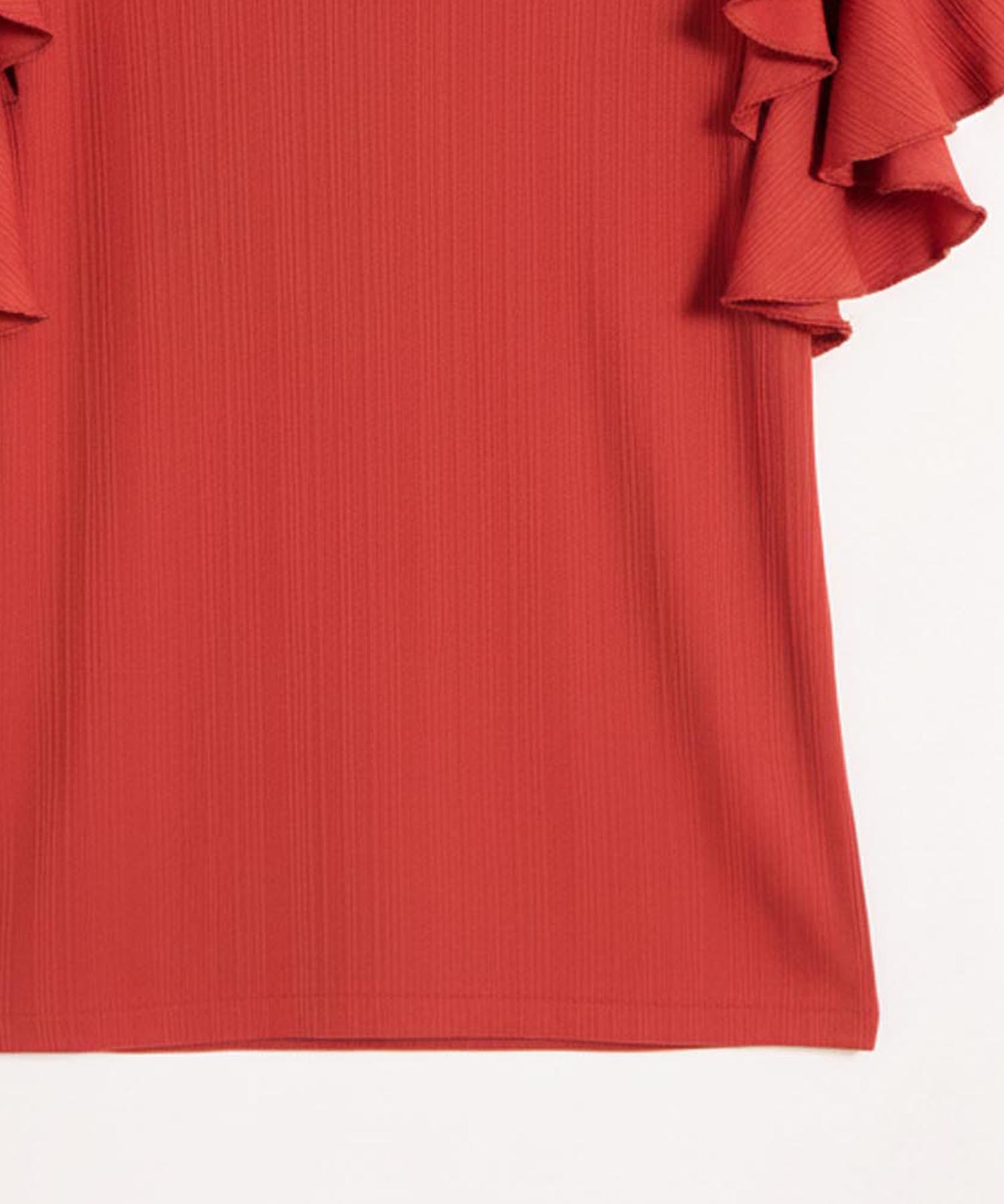 Camiseta Mujer Mangas Volantes Acanalada Elegante, Naranja, personalized